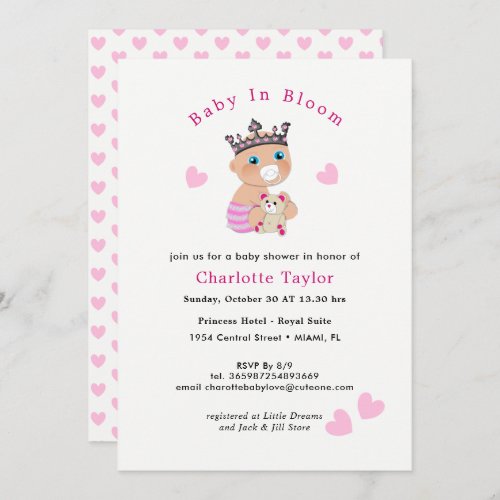 Princess Baby In Bloom Showers Cute Pink Shower Invitation