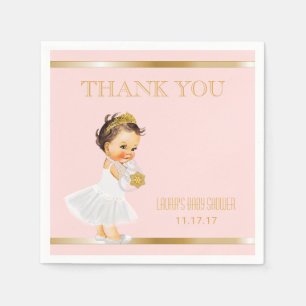 Princess Baby Shower Blush Pink Gold Thank You Paper Napkins