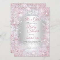 Princess Baby Shower Blush Pink Winter Wonderland Invitation