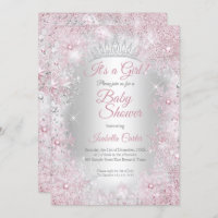 Princess Baby Shower Blush Pink Winter Wonderland Invitation