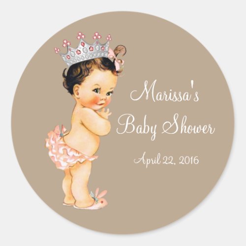 Princess Baby Shower Classic Round Sticker