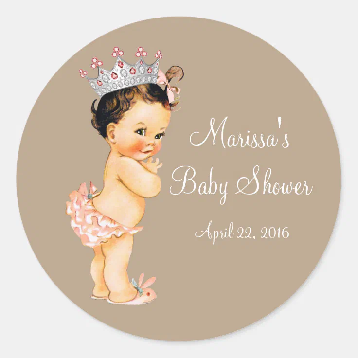 Princess Baby Shower Classic Round Sticker | Zazzle