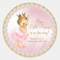 Princess Baby Shower Classic Round Sticker