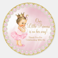 Princess Baby Shower Classic Round Sticker