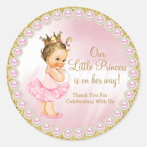 Princess Baby Shower Classic Round Sticker