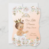 Princess Baby Shower Coral Peach White Invitation (Front)