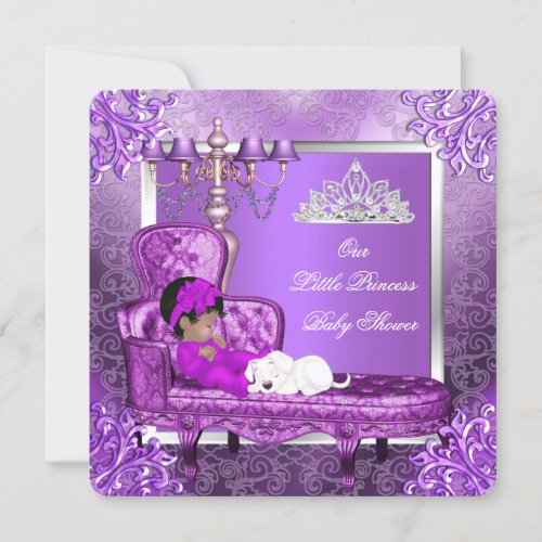 Princess Baby Shower Cute Baby Girl Purple Invitation