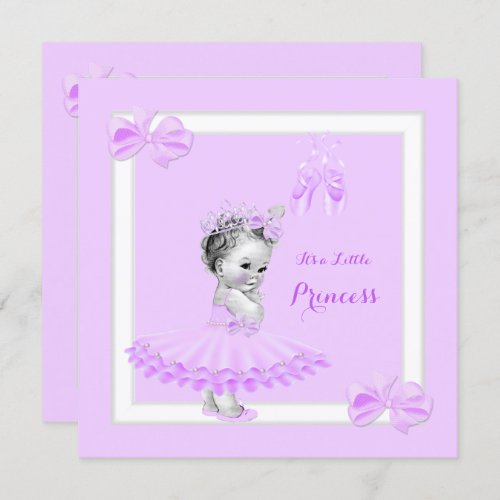 Princess Baby Shower Cute Girl Lilac Tutu Invitation