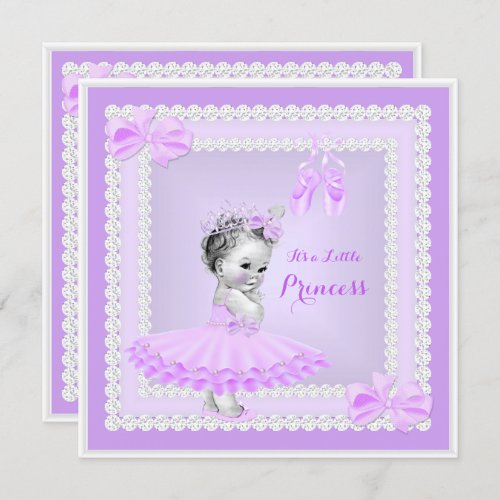 Princess Baby Shower Cute Girl Purple Ballerina Invitation