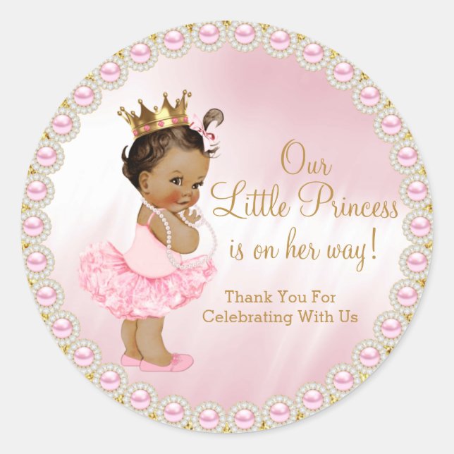 Princess Baby Shower Favor Classic Round Sticker (Front)