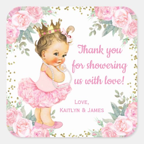 Princess Baby Shower Favor Stickers