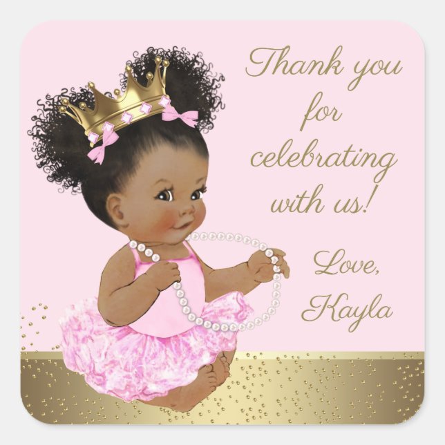 Princess Baby Shower Favor Stickers (Front)