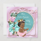 Princess Baby Shower Floral Teal Pink Ethnic Invitation (Front)
