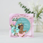 Princess Baby Shower Floral Teal Pink Ethnic Invitation (Standing Front)