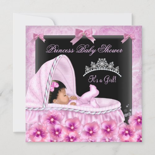 Princess Baby Shower Girl African American Invitation