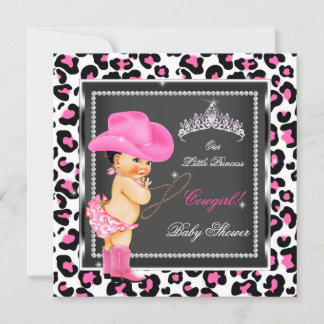 Princess Baby Shower Girl Cowgirl Brunette Invitation