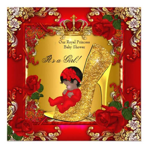 Red And Gold Baby Shower Invitations 3