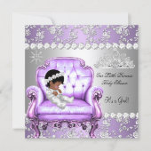 Princess Baby Shower Girl Lavender Silver Chair Invitation (Front)