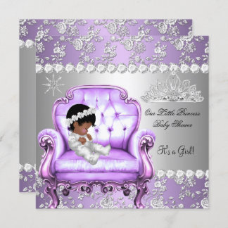 Princess Baby Shower Girl Lavender Silver Chair Invitation