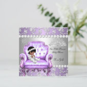 Princess Baby Shower Girl Lavender Silver Chair Invitation (Standing Front)