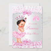 Princess Baby Shower Girl Pink Ballerina Brunette Invitation (Front)
