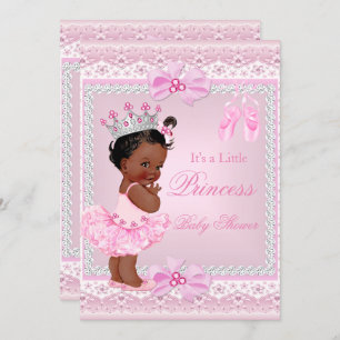 Princess Baby Shower Girl Pink Ballerina Ethnic Invitation