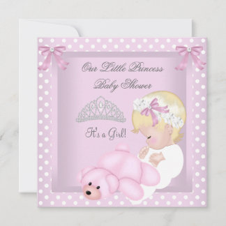Princess Baby Shower Girl Pink Blonde Baby Girl 3 Invitation