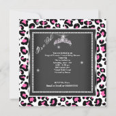 Princess Baby Shower Girl Pink Cowgirl Tiara Cow Invitation (Back)