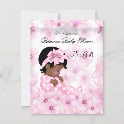 Princess Baby Shower Girl Pink Floral Tiara 2 Invitation