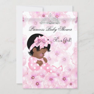Princess Baby Shower Girl Pink Floral Tiara 2 Invitation