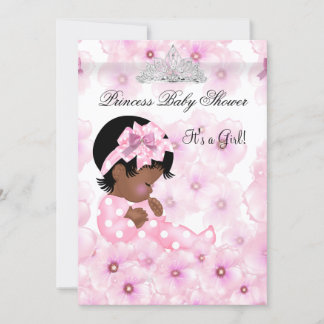 Princess Baby Shower Girl Pink Floral Tiara 2 Invitation