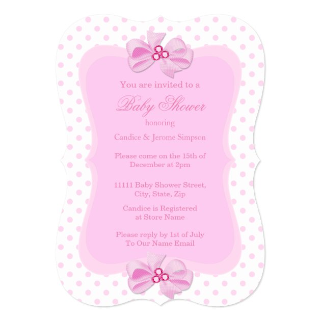 Princess Baby Shower Girl Pink Polka Dot Ethnic Invitation