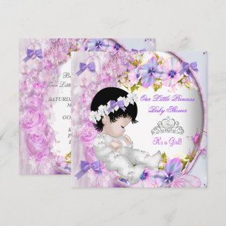 Princess Baby Shower Girl Pink Purple Floral 3 Invitation