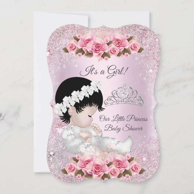 Princess Baby Shower Girl Pink Roses Invitation (Front)