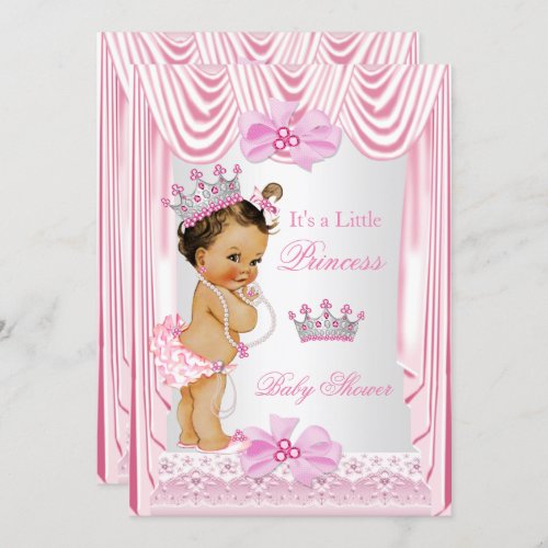 Princess Baby Shower Girl Pink Silk Invitation