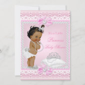 Princess Baby Shower Girl Pink Tiara Heart Ethnic Invitation (Front)