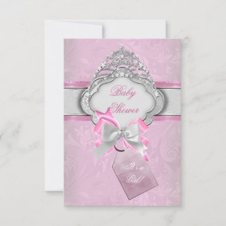 Princess Baby Shower Girl Pink Tiara Princess 2 Invitation