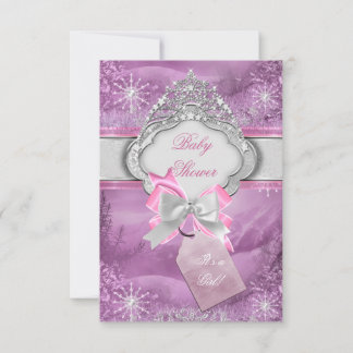 Princess Baby Shower Girl Pink Tiara Princess 3 Invitation