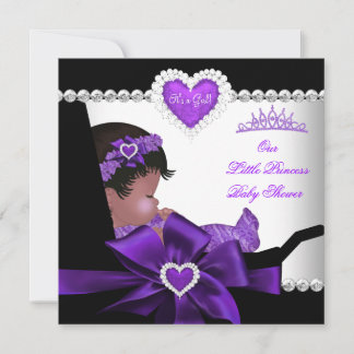 Princess Baby Shower Girl Purple African American Invitation
