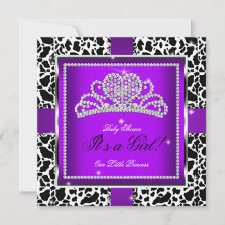 Princess Baby Shower Girl Purple Cow Tiara Invitation