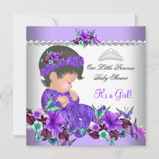 Princess Baby Shower Girl Purple Teal Blue 3 Invitation