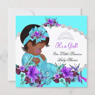 Princess Baby Shower Girl Teal Blue Purple C1 Invitation
