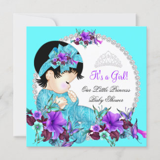 Princess Baby Shower Girl Teal Blue Purple D2 Invitation