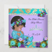 Princess Baby Shower Girl Teal Blue Purple Gold Invitation (Front)