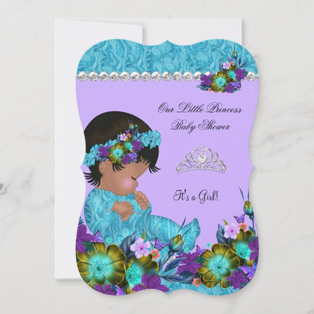 Princess Baby Shower Girl Teal Blue Purple Invitation (Front)