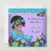 Princess Baby Shower Girl Teal Blue Purple Invitation (Front)