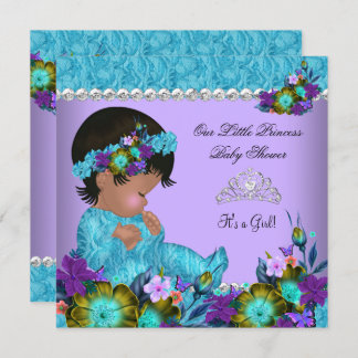 Princess Baby Shower Girl Teal Blue Purple Invitation