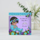 Princess Baby Shower Girl Teal Blue Purple Invitation (Standing Front)