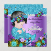 Princess Baby Shower Girl Teal Blue Purple New 2 Invitation (Front/Back)
