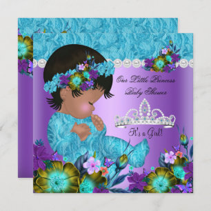 Princess Baby Shower Girl Teal Blue Purple New Invitation
